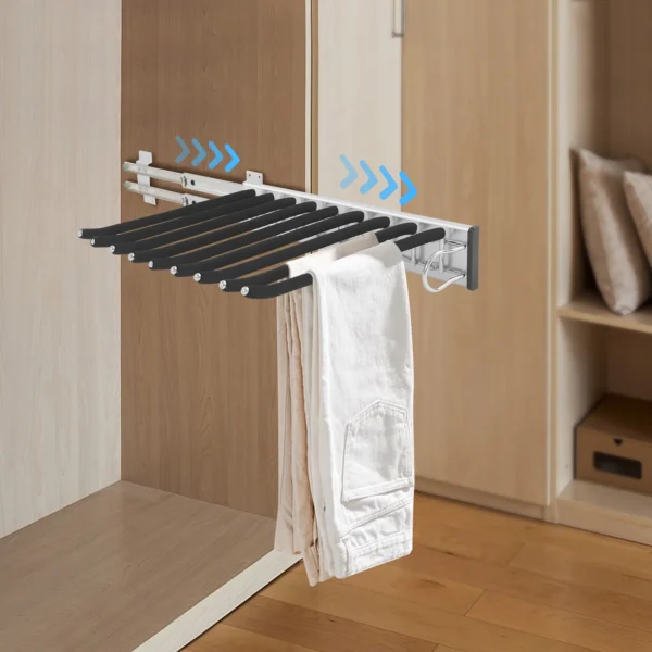 Pull Out Trousers Rack 9 Rods Retractable Wardrobe