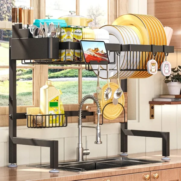 Over The Sink Dish Drying Rack Expandable Height and Length