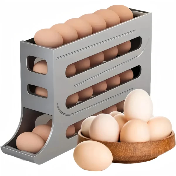 4 Tiers Egg Holder for Fridge, Egg Rolling Rack, 30 Eggs