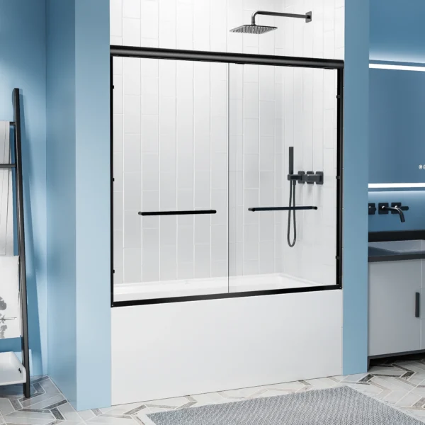 56-60"x57" H Tub Shower Door, Aluminum Frame